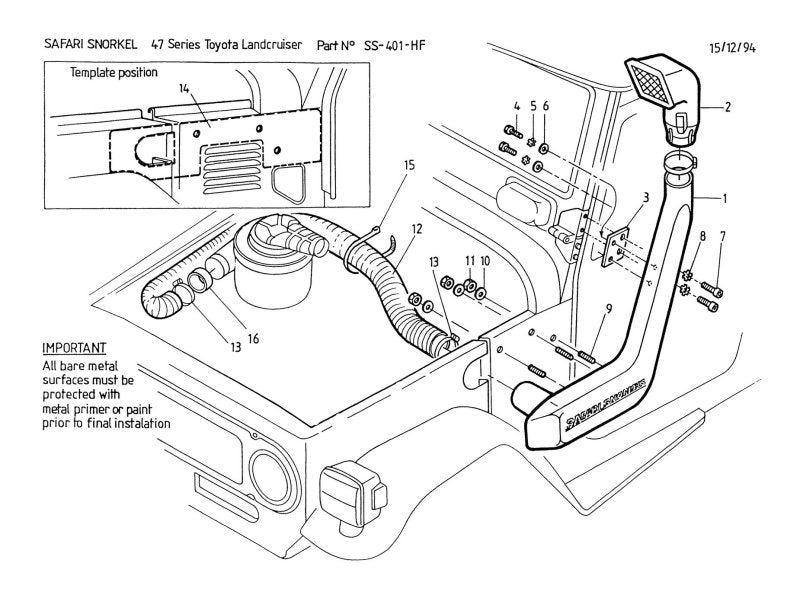 Schnorchel Safari Toyota Land Cruiser BJ42 BJ46 3B — Safari Schnorchel