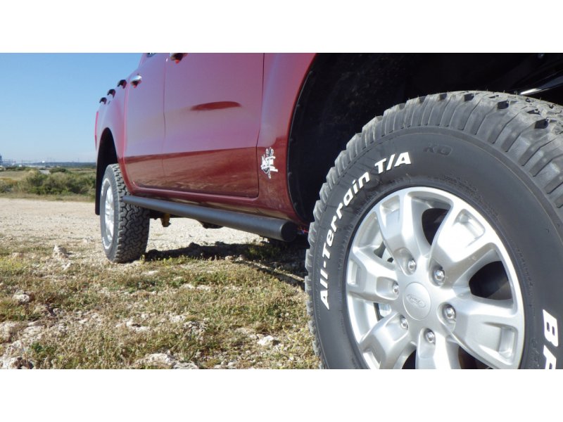 N4-Offroad Rohr-Schwellerschutz (Rock Slider) Stahl Ø60 mm für Ford Ranger T6/T7/T8 (Paar)