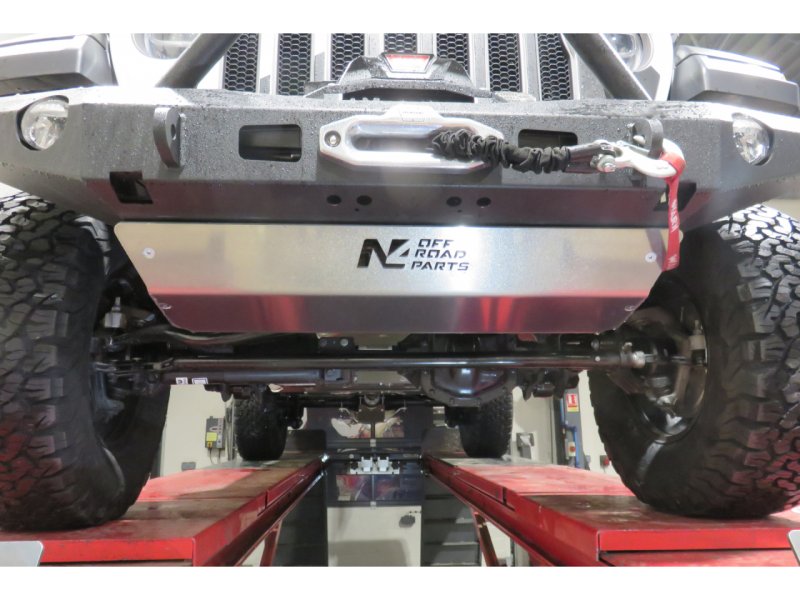 Unterfahrschutz vorn aus Aluminium 8mm für Jeep Wrangler JL und Gladiator mit Stoßstange Warn — N4-Offroad