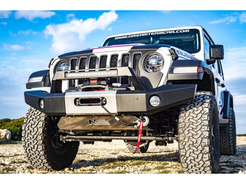 Stoßstange vorn Stahl Wrangler JL Grundplatte Seilwinde integriert lange Banane — N4-Offroad