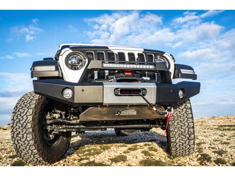 Stoßstange vorn Stahl Wrangler JL Grundplatte Seilwinde integriert lange Banane — N4-Offroad