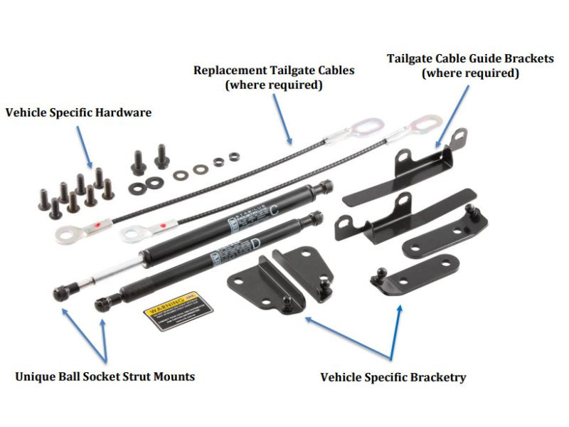 Tailgate assist Ford Ranger 2012-2019 - double vérins d'assistance ridelle — ARB