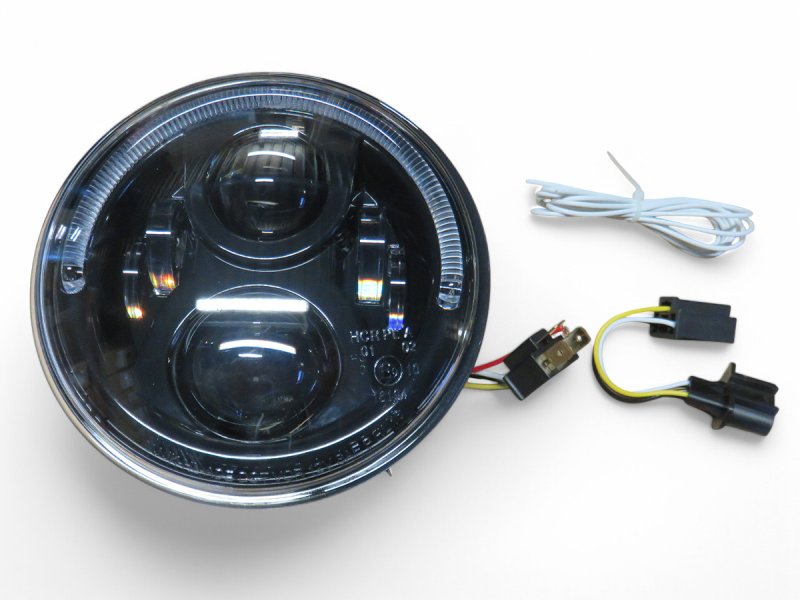 Kulatá LED optika Ø7 palců, černé pozadí - kulaté světlomety Jeep Nissan Land Rover Toyota — DTC Parts
