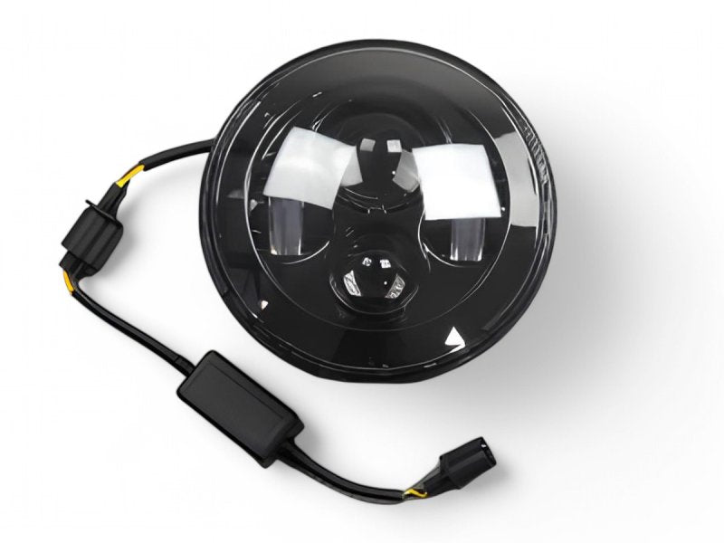 Kulatá LED optika Ø7 palců, černé pozadí - kulaté světlomety Jeep Nissan Land Rover Toyota — DTC Parts