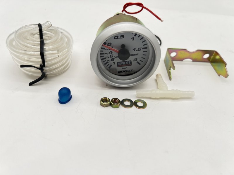 Manomètre pression turbo mécanique - 2 bars - Ø42mm - fond blanc rétroéclairé — DTC Parts