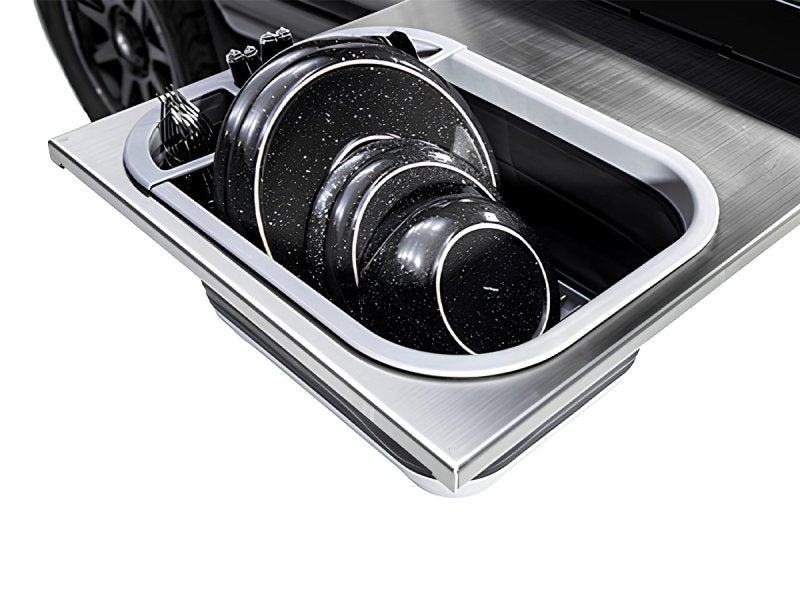 ARB Slide Kitchen 1355 – Edelstahl-Arbeitsplatte und Stauraum im Detail