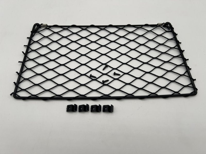 Filet rangement avec cadre Stahl noir 370x200mm - avec cavaliers fixation und vis — DTC Parts