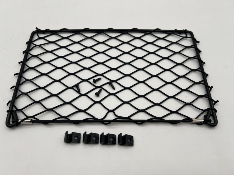 Filet rangement avec cadre Stahl noir 312x200mm - avec cavaliers fixation und vis — DTC Parts