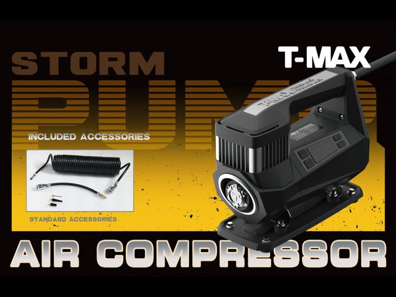Tragbarer Einzylinder-Kompressor Storm Pump 12 V, 190 l/min, 150 psi — T-max